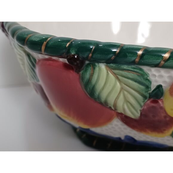 Fitz & Floyd 10" Oval Vegetable Bowl, 8" Open Potpourri Florentine Fruit Pattern - Picture 6 of 15